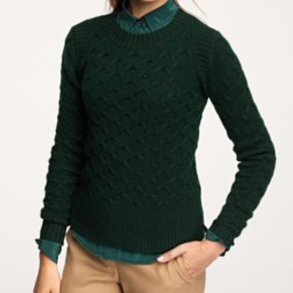 J.Crew Honeycomb Cable Knit Sweater (Green)